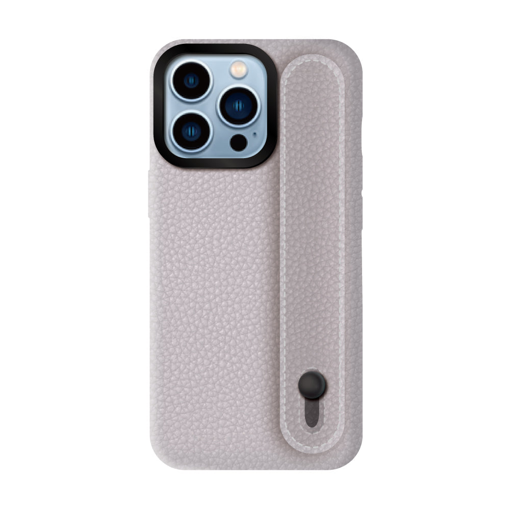 iPhone13ProMaxケース バンドシュリンクレザー プティ グレー/ブラック