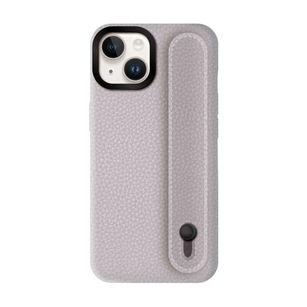 iPhone14/13ケース バンドシュリンクレザー プティ グレー/ブラック