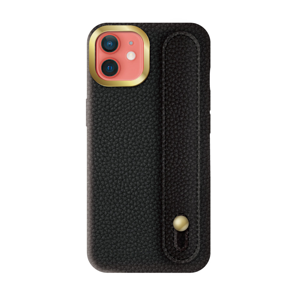 iPhone11ケース バンドシュリンクレザー プティ ブラック/ゴールド