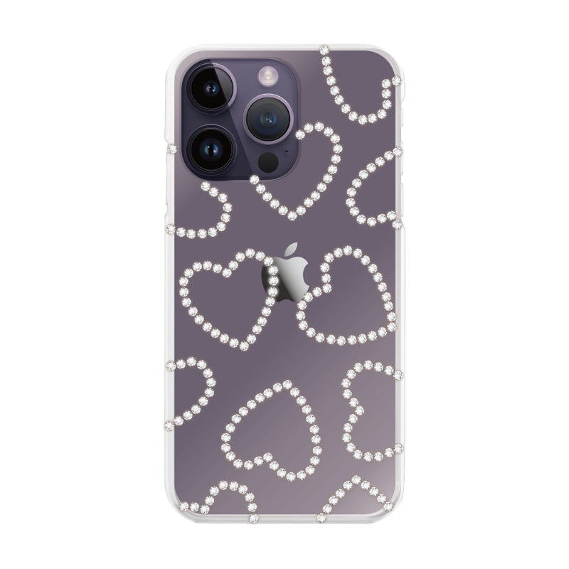 iPhoneケース ハートラインストーン クリア プティ