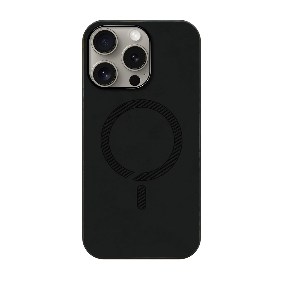 iPhone15Proケース PUレザーハイブリッド レザーmagsafeケース プティ ブラック