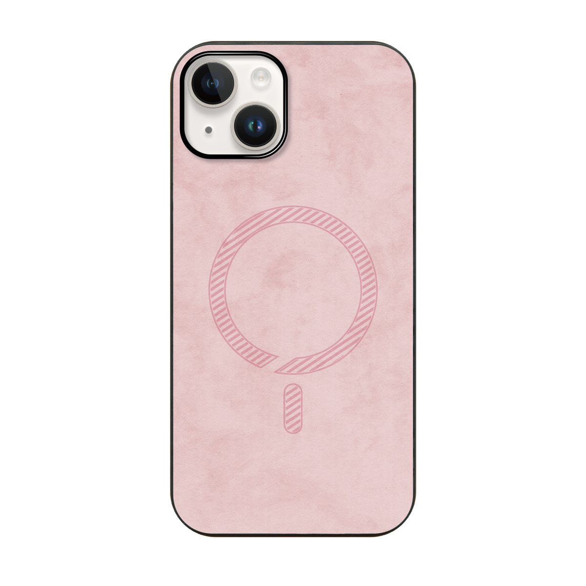 iPhone14/13ケース PUレザーハイブリッド レザーmagsafeケース プティ ピンク