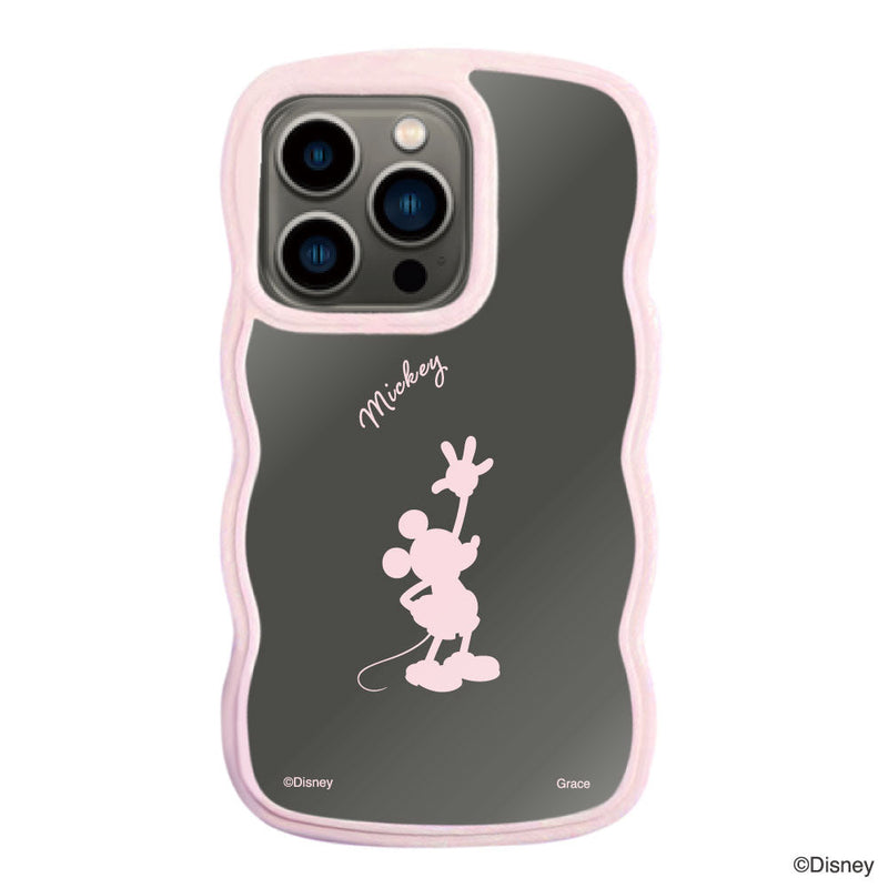 iPhoneケース ウェーブフレーム クリアケース <ミッキーマウス(シルエット)>