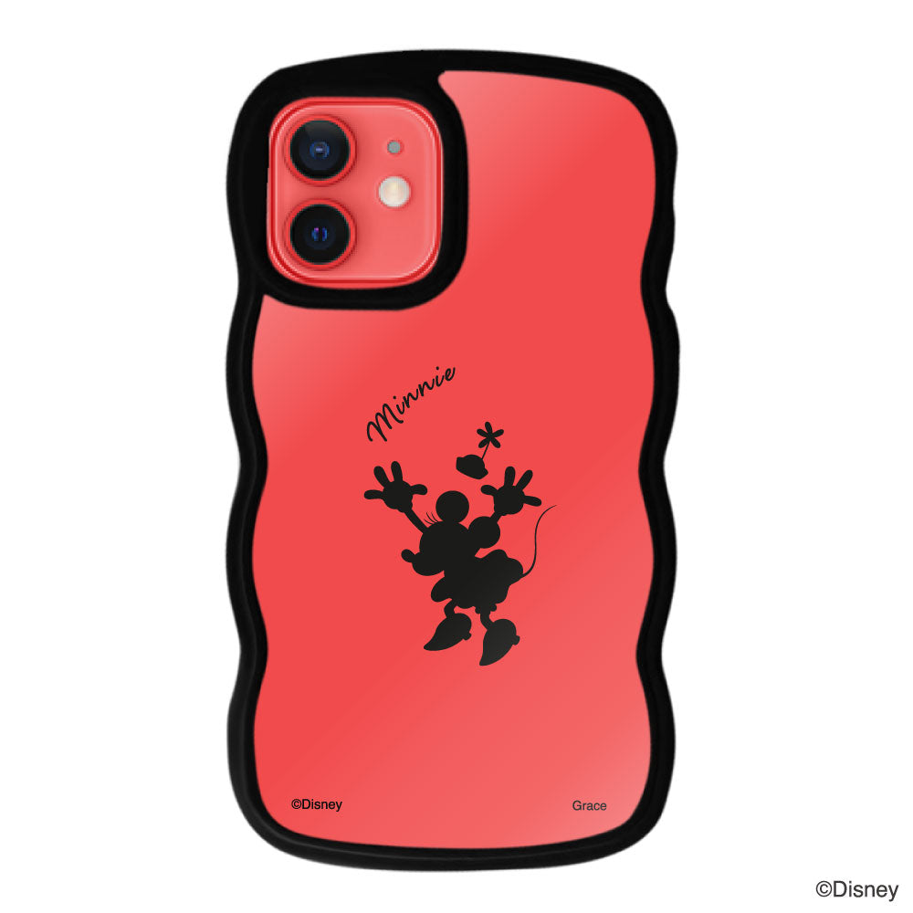 iPhone11ケース ウェーブフレーム クリアケース シルエットミニーマウス ブラック