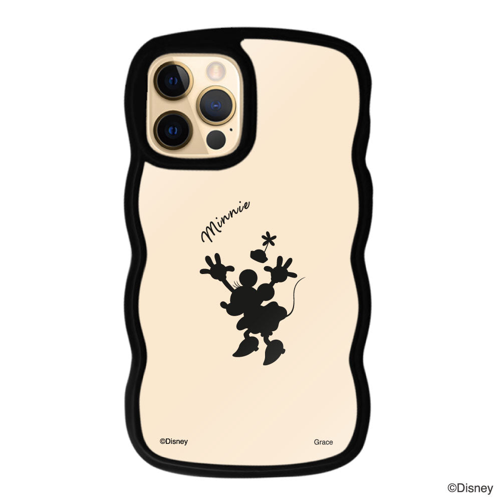 iPhone11Proケース ウェーブフレーム クリアケース シルエットミニーマウス ブラック