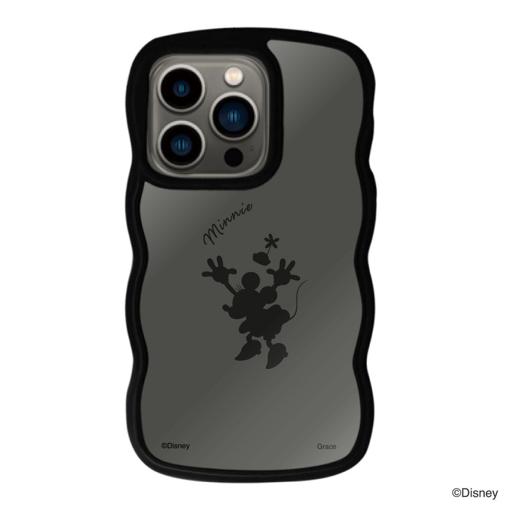 iPhone13Proケース ウェーブフレーム クリアケース シルエットミニーマウス ブラック
