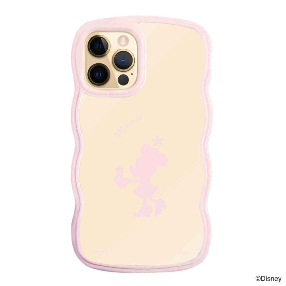 iPhone11Proケース ウェーブフレーム クリアケース シルエットミニーマウス ピンク