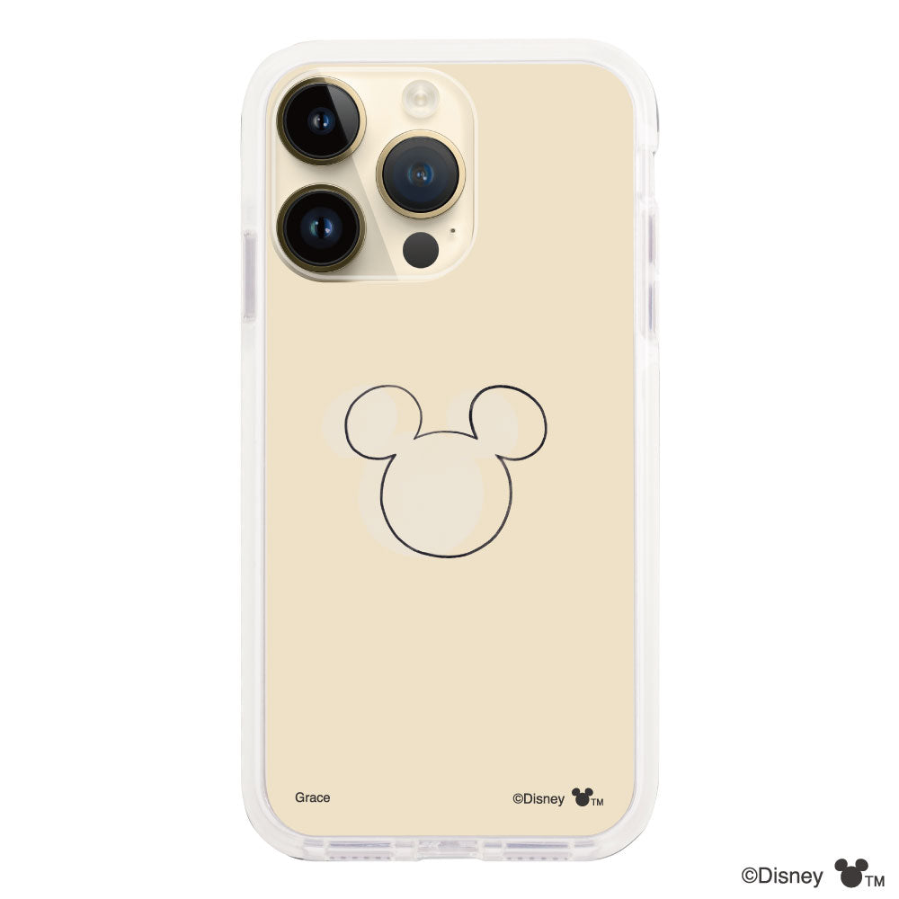 iPhone14Proケース クッションバンパー 耐衝撃クリアケース ラインミッキーマウス クリア