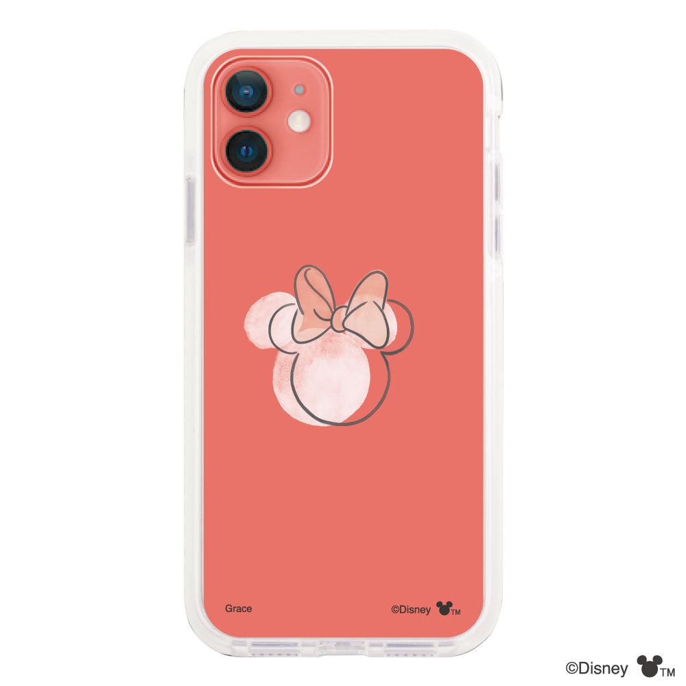 iPhone11ケース クッションバンパー 耐衝撃クリアケース ラインミニーマウス クリア