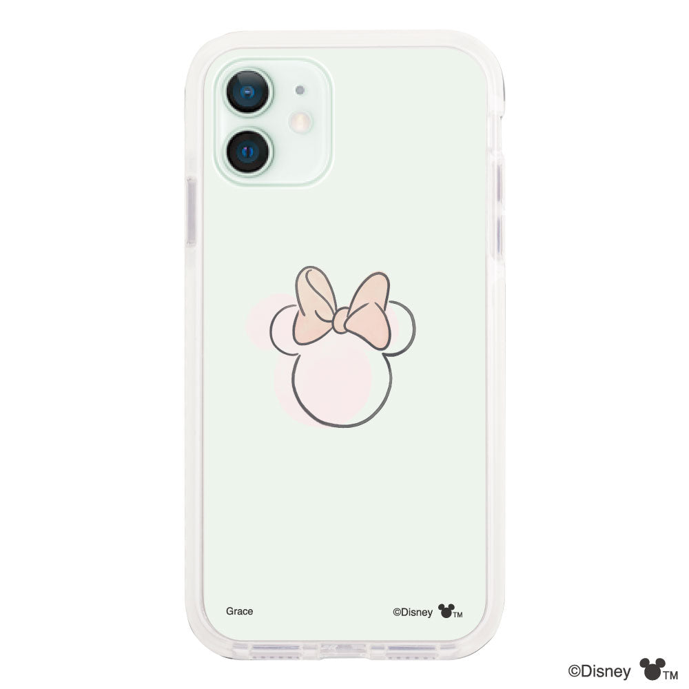 iPhone12miniケース クッションバンパー 耐衝撃クリアケース ラインミニーマウス クリア