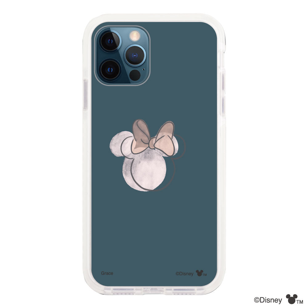 iPhone12ProMaxケース クッションバンパー 耐衝撃クリアケース ラインミニーマウス クリア