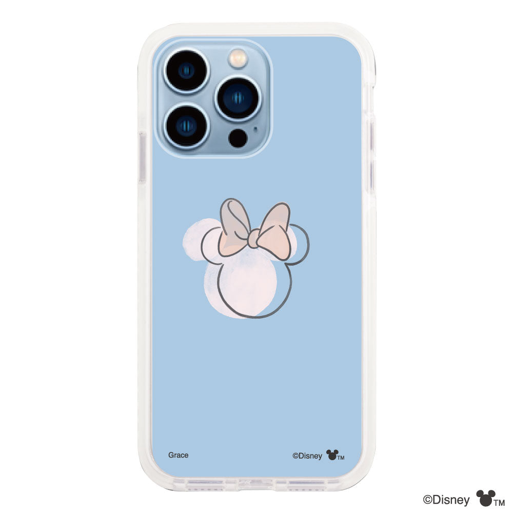 iPhone13ProMaxケース クッションバンパー 耐衝撃クリアケース ラインミニーマウス クリア