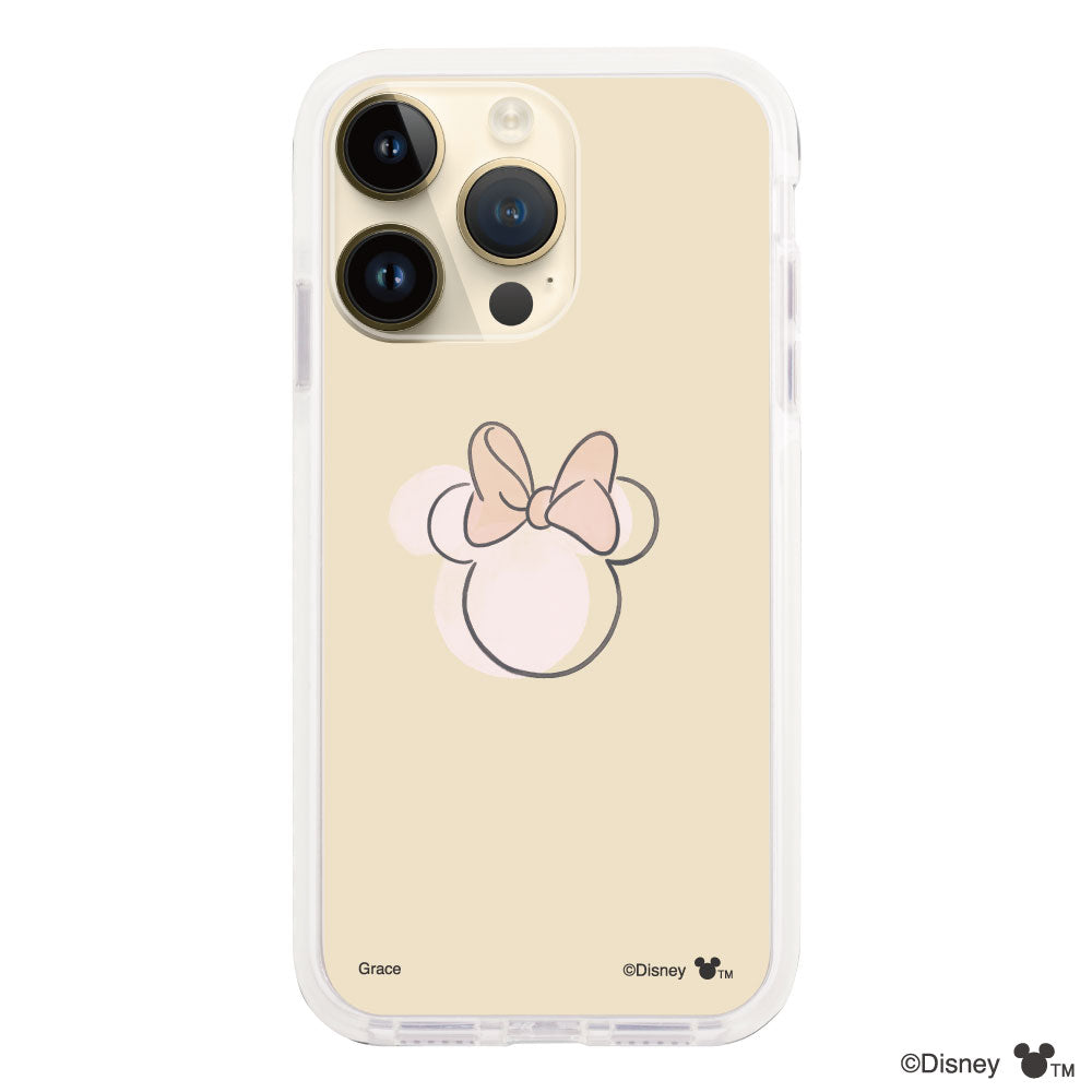 iPhone14Proケース クッションバンパー 耐衝撃クリアケース ラインミニーマウス クリア