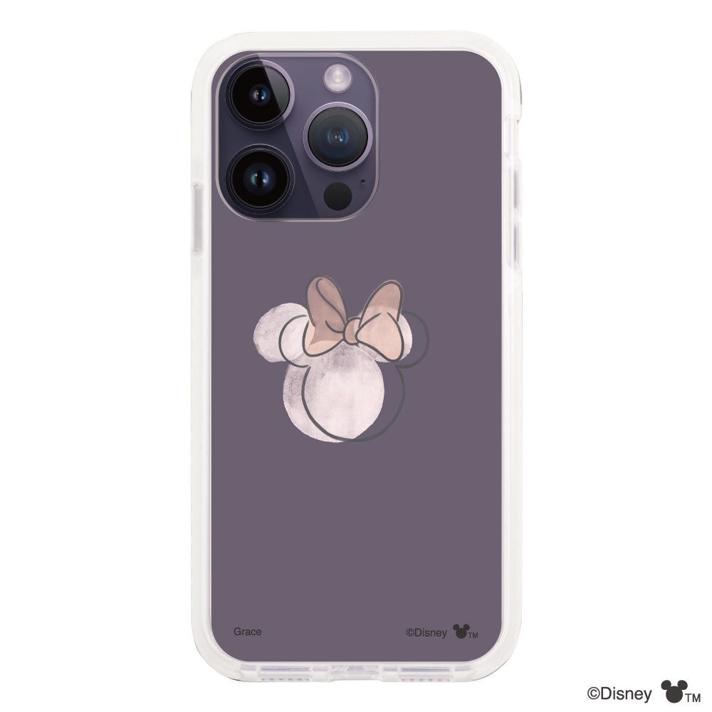 iPhone14ProMaxケース クッションバンパー 耐衝撃クリアケース ラインミニーマウス クリア
