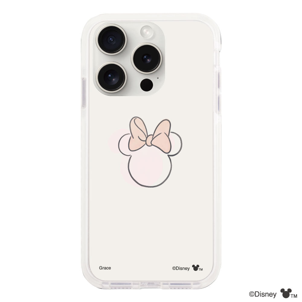 iPhone15ProMaxケース クッションバンパー 耐衝撃クリアケース ラインミニーマウス クリア