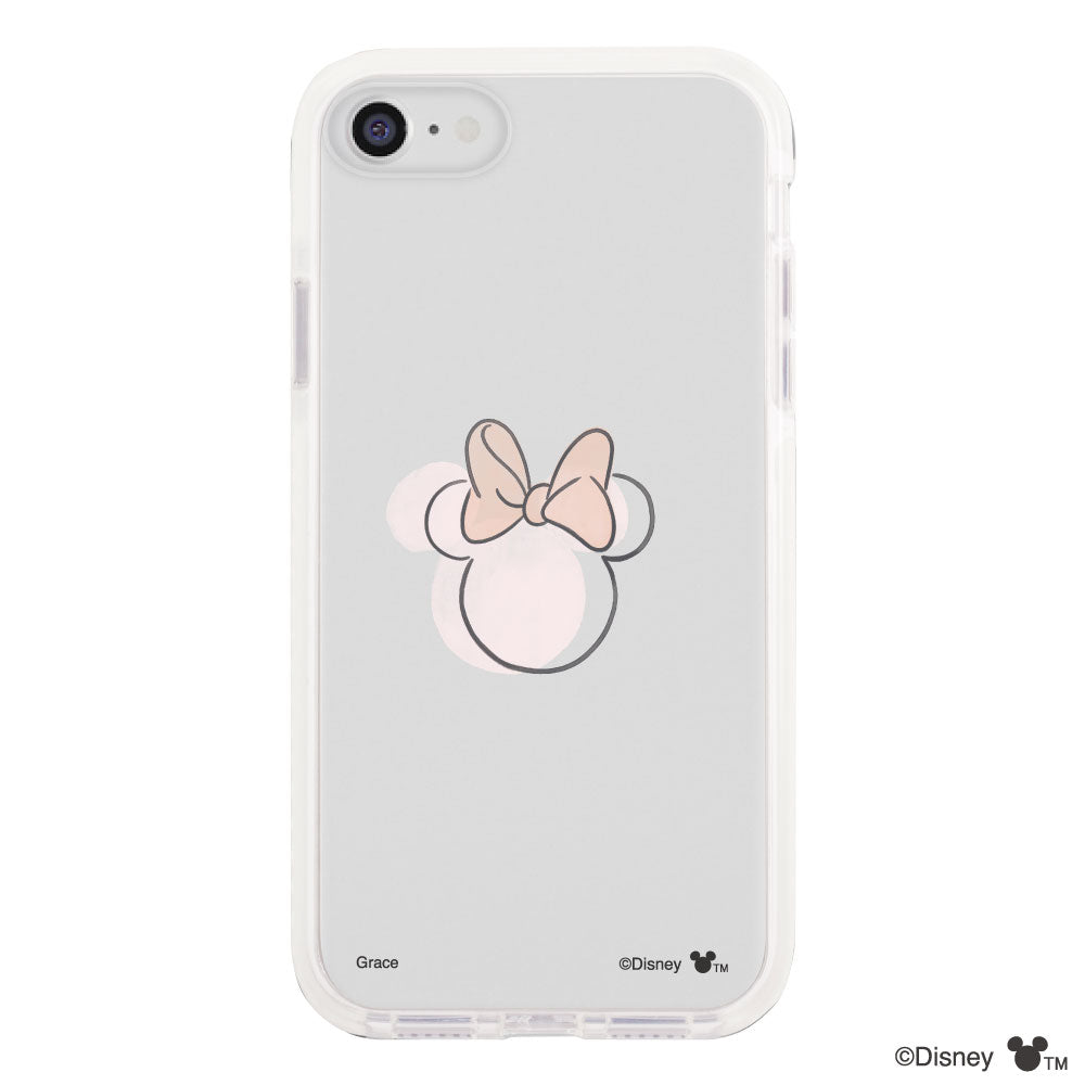 iPhone7/8/SE2/SE3ケース クッションバンパー 耐衝撃クリアケース ラインミニーマウス クリア