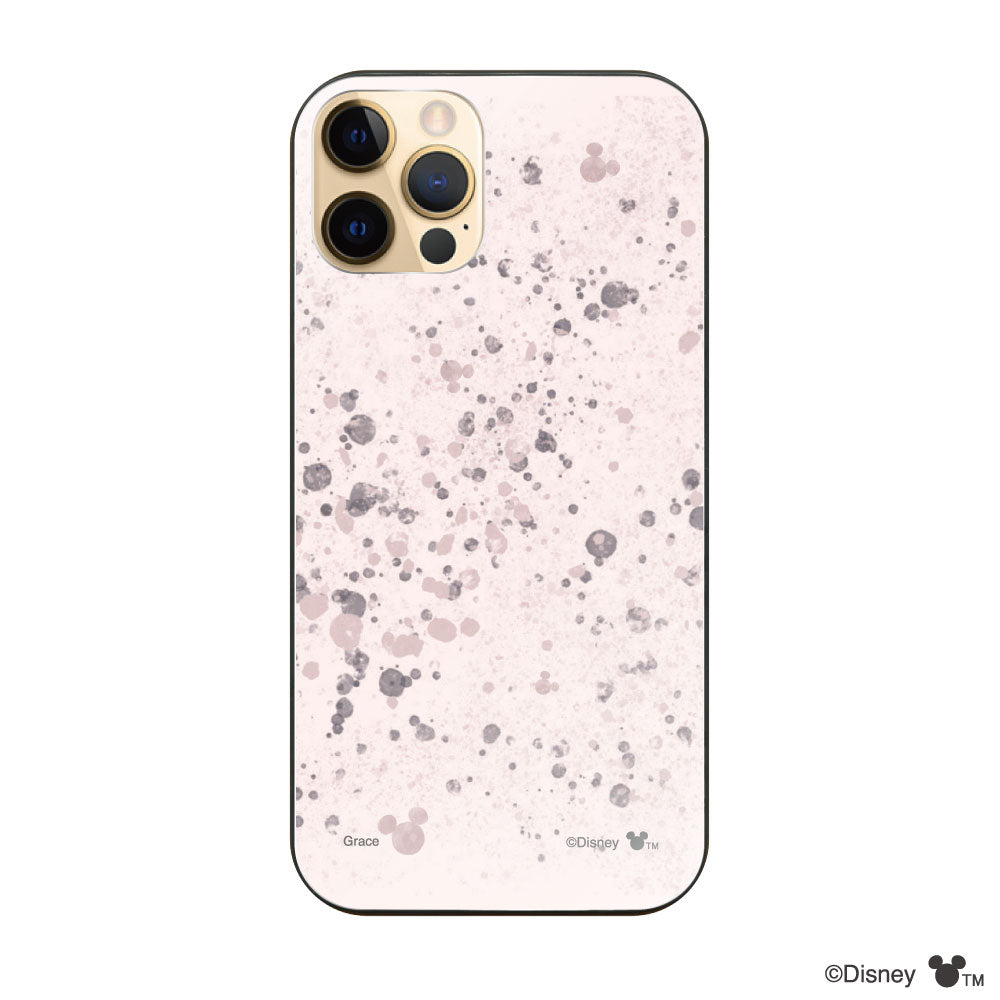 iPhone11Proケース ガラス 強化ガラスケース インクドット柄ミッキーマウス ピンク