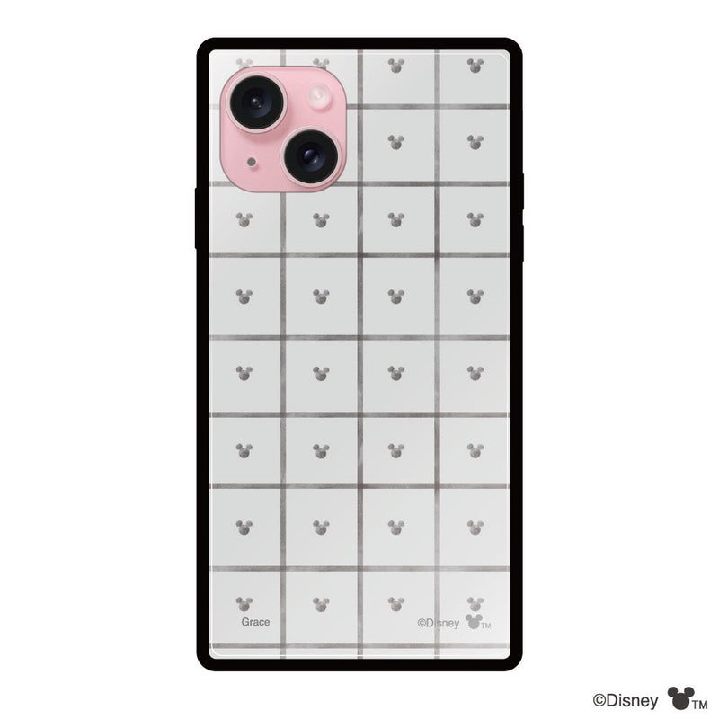 iPhoneケース スクエア 強化ガラスケース <ミッキーマウス(スクエアパターン)>