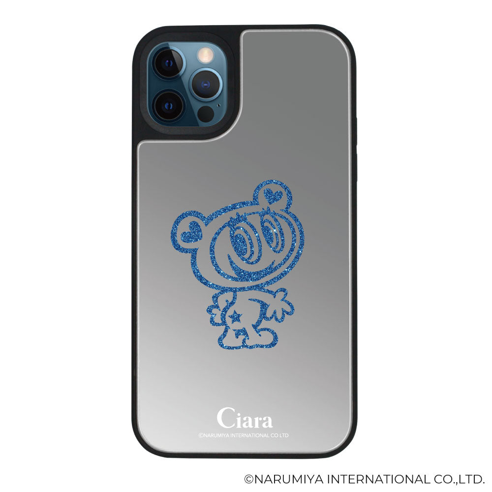 iPhoneケース ミラーバンパー ミラー付きケース エンジェルブルー ナカムラくん ハナちゃん グリッターシルエットライン