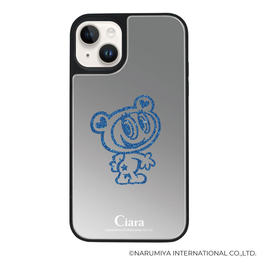 iPhoneケース ミラーバンパー ミラー付きケース エンジェルブルー ナカムラくん ハナちゃん グリッターシルエットライン