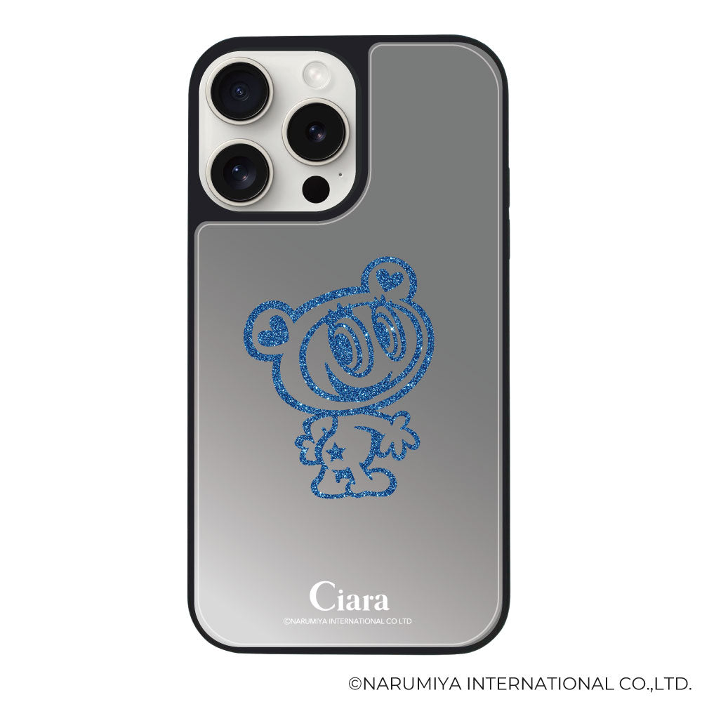iPhoneケース ミラーバンパー ミラー付きケース エンジェルブルー ナカムラくん ハナちゃん グリッターシルエットライン