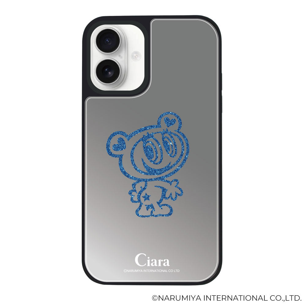 iPhoneケース ミラーバンパー ミラー付きケース エンジェルブルー ナカムラくん ハナちゃん グリッターシルエットライン