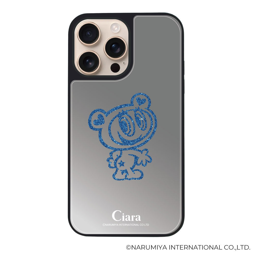 iPhoneケース ミラーバンパー ミラー付きケース エンジェルブルー ナカムラくん ハナちゃん グリッターシルエットライン
