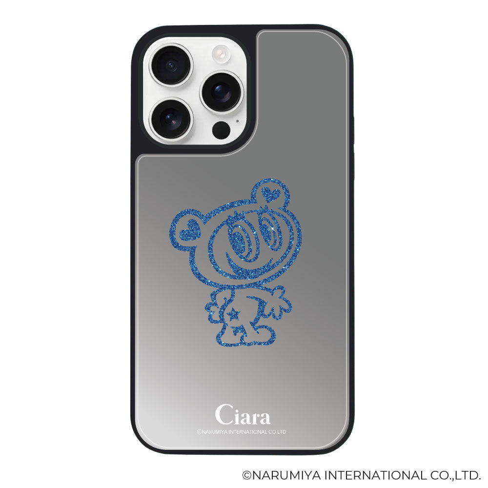 iPhoneケース ミラーバンパー ミラー付きケース エンジェルブルー ナカムラくん ハナちゃん グリッターシルエットライン