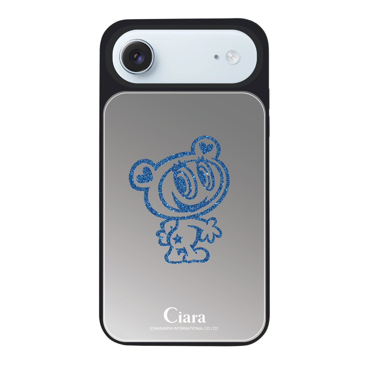 iPhoneAir ミラーバンパー ミラー付きケース エンジェルブルー グリッター シルバー