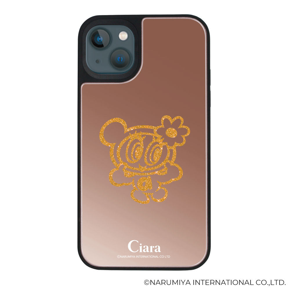 iPhone13miniケース ミラーバンパー ミラー付きケース エンジェルブルー グリッター ローズゴールド