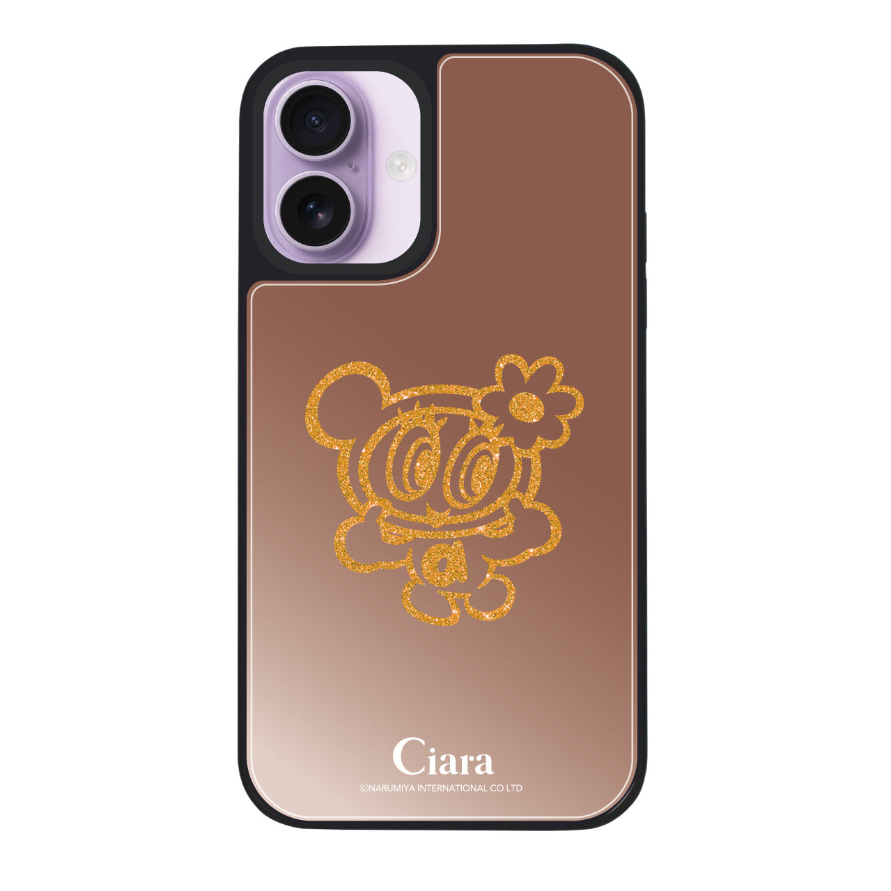 iPhone17 ミラーバンパー ミラー付きケース エンジェルブルー グリッター ローズゴールド