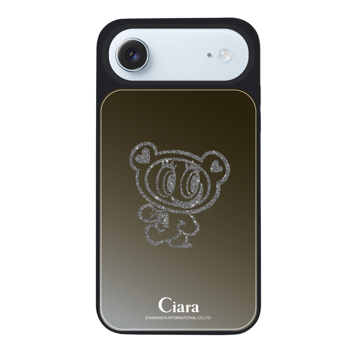 iPhoneAir ミラーバンパー ミラー付きケース エンジェルブルー グリッター ブラック