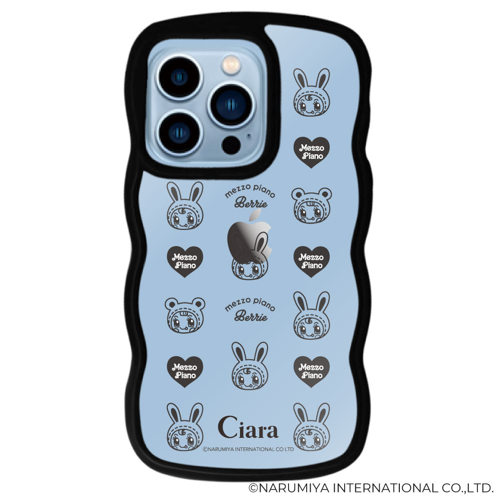 iPhone13ProMax ウェーブフレーム クリアケース メゾピアノ ハートパターン ブラック