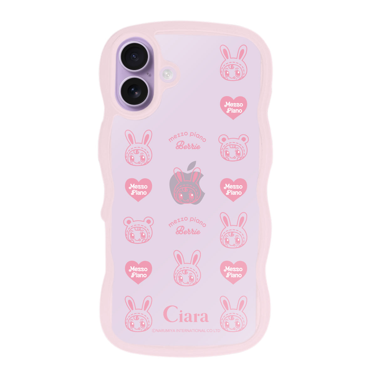 iPhone17 ウェーブフレーム クリアケース メゾピアノ ハートパターン ピンク