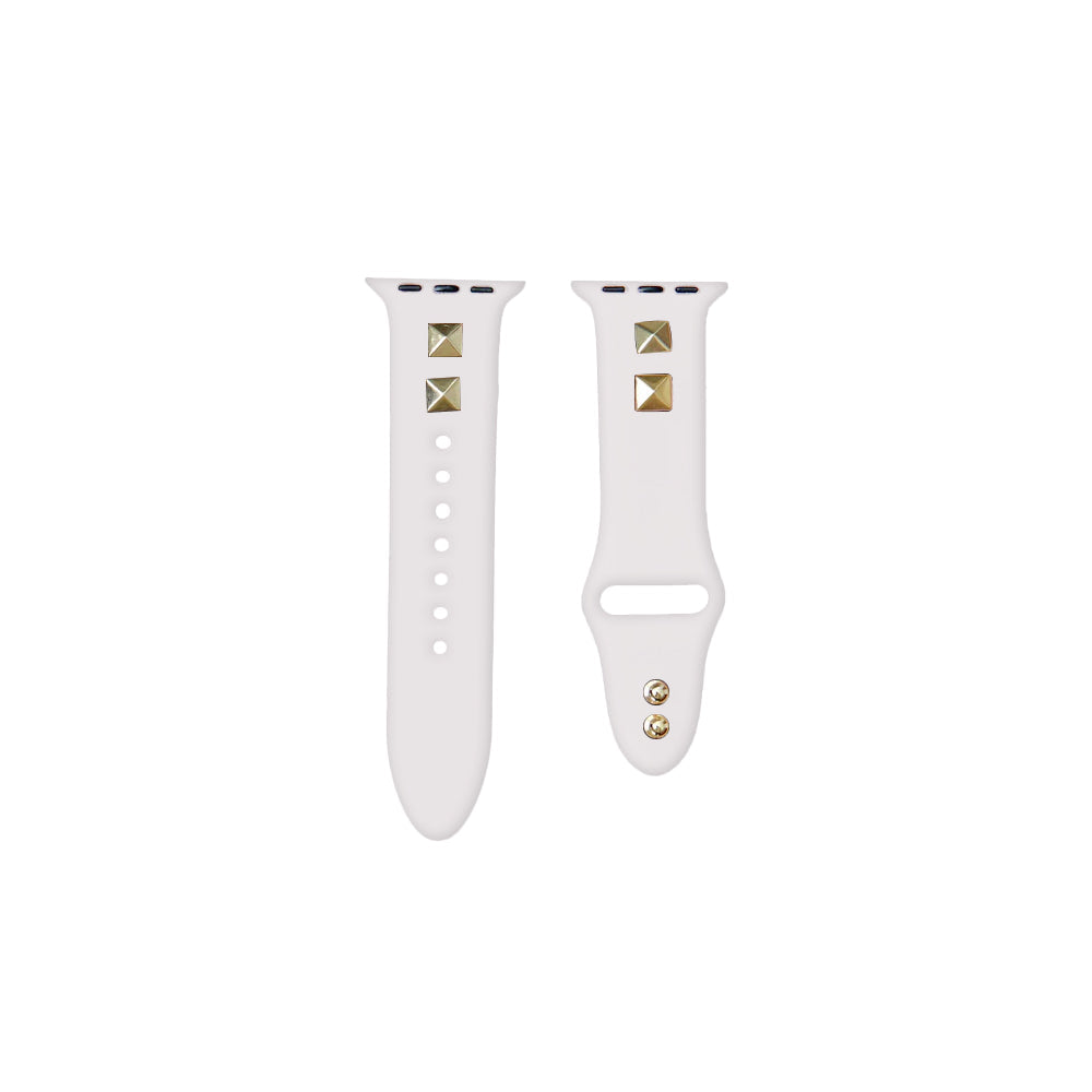 38mm/40mm/41mm/42mm(Series10) スタッズシリコンアップルウォッチバンド ホワイト