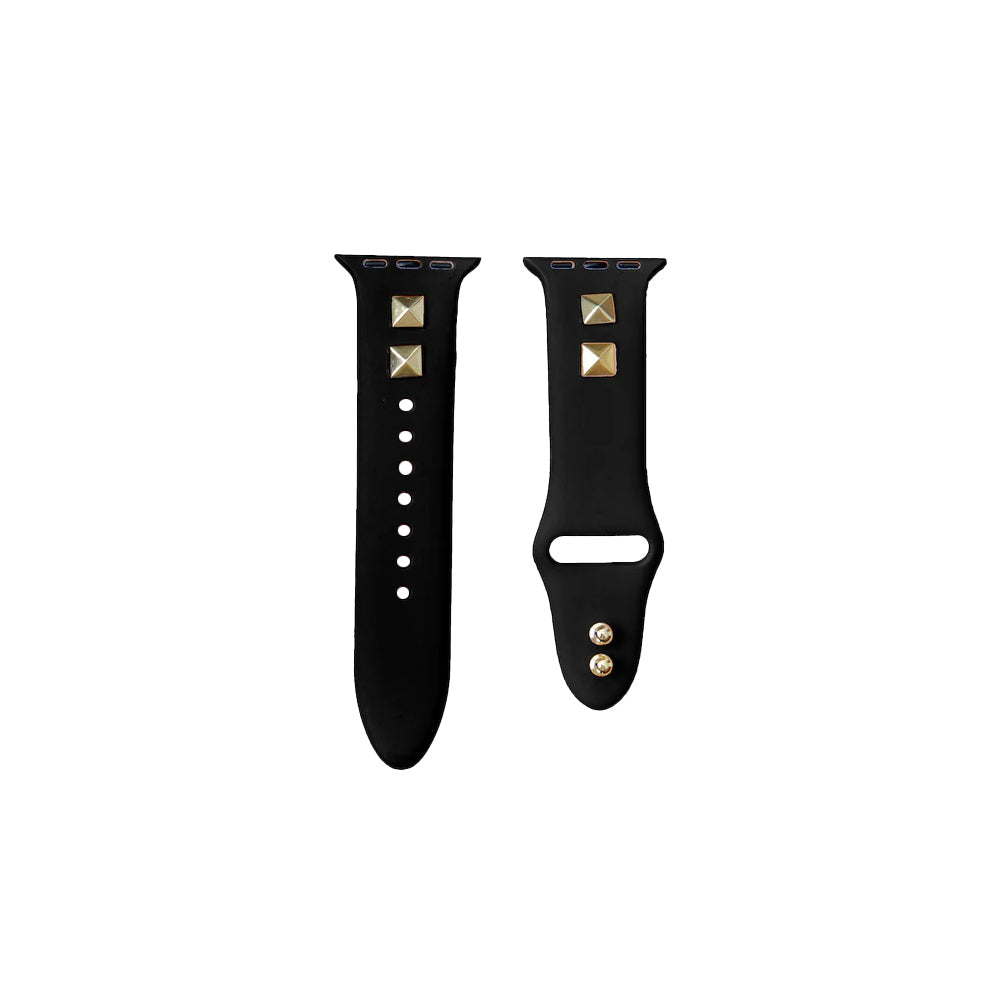 38mm/40mm/41mm/42mm(Series10) スタッズシリコンアップルウォッチバンド ブラック