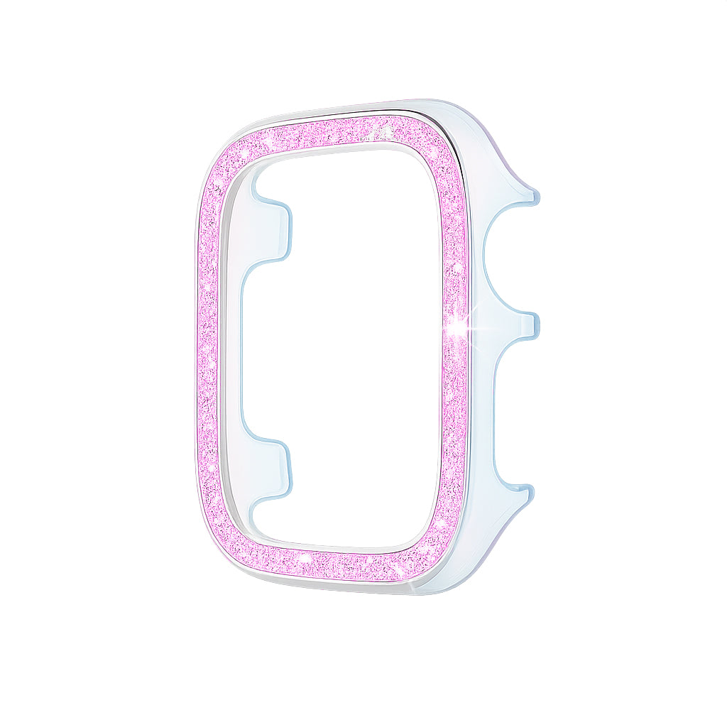 42mm Series10 グリッターフレームクリアアップルウォッチカバー ピンク