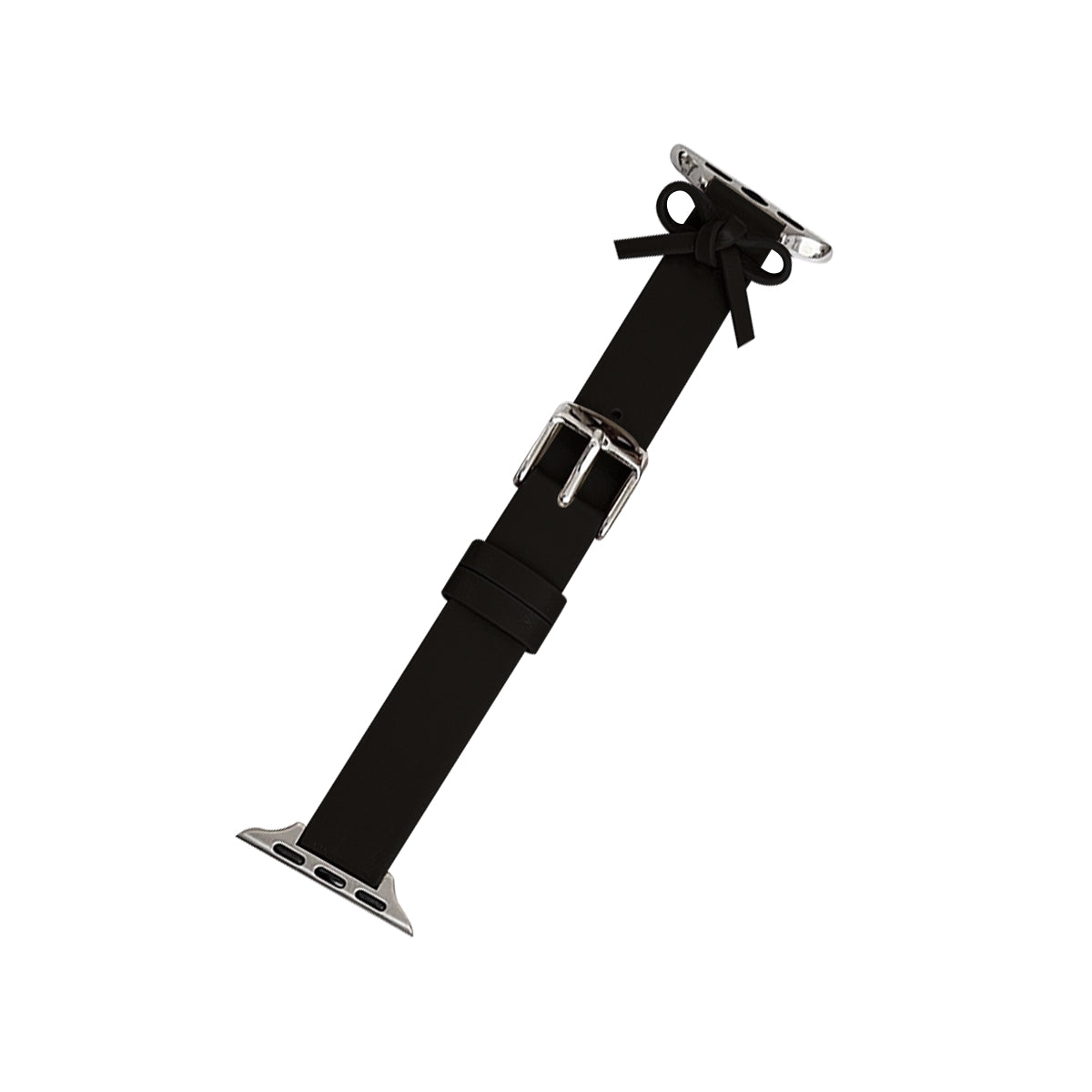 38mm/40mm/41mm/42mm(Series10) レザーリボンアップルウォッチバンド ブラック