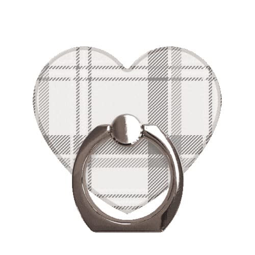 スマホリング  ハート パステルチェック GraySilver