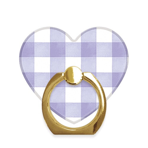 スマホリング ハート ラベンダーギンガム Gold