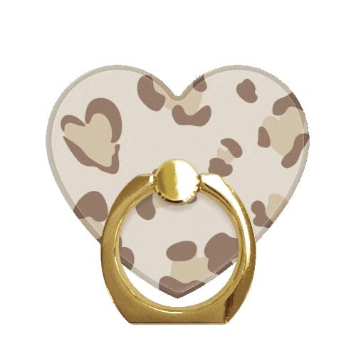 スマホリング ハート ハートレオパード BeigeGold