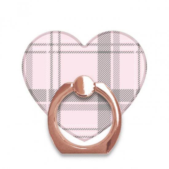 スマホリング  ハート パステルチェック PinkRosegold