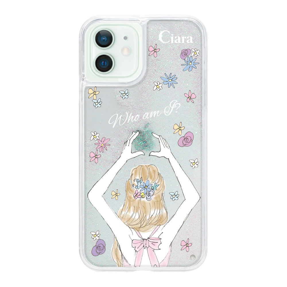 iPhone12miniケース グリッター オイルクリアケース バックショット ピンク