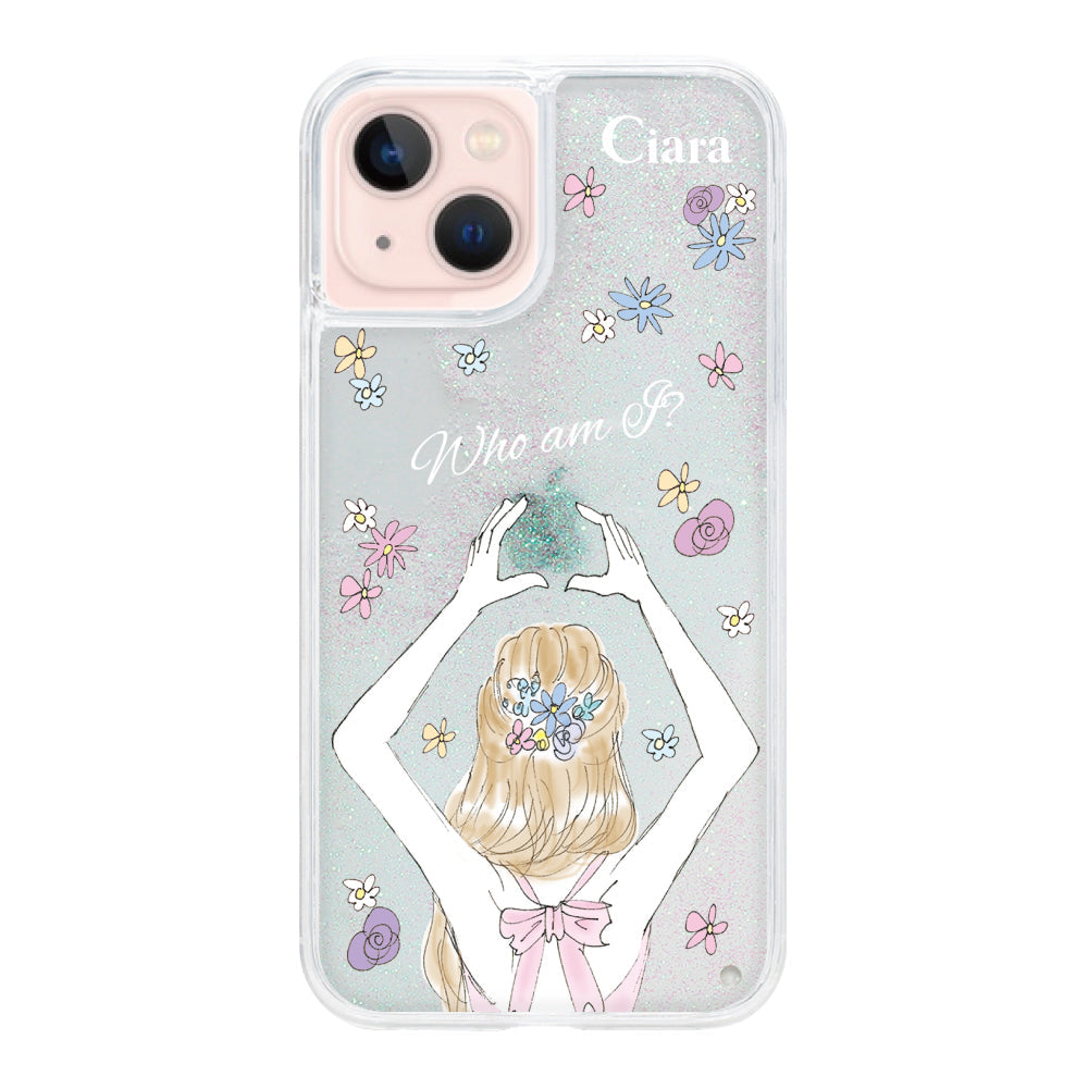 iPhone13ケース グリッター オイルクリアケース バックショット ピンク