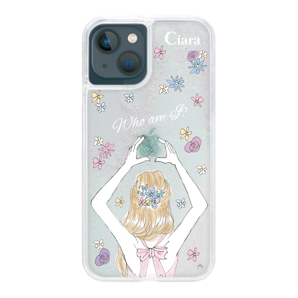 iPhone13miniケース グリッター オイルクリアケース バックショット ピンク