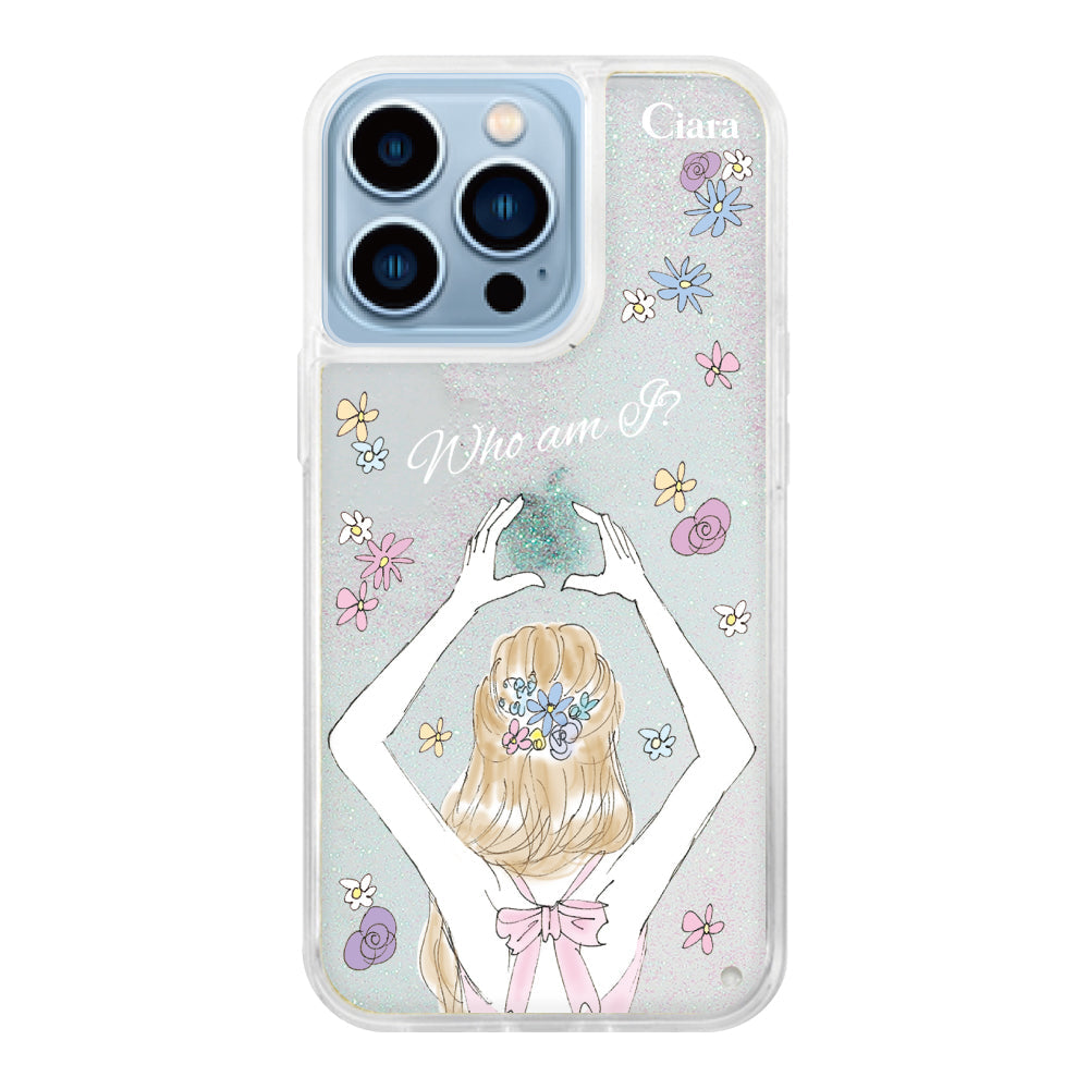iPhone13ProMaxケース グリッター オイルクリアケース バックショット ピンク