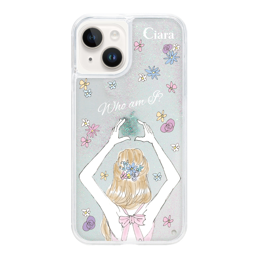 iPhone14ケース グリッター オイルクリアケース バックショット ピンク