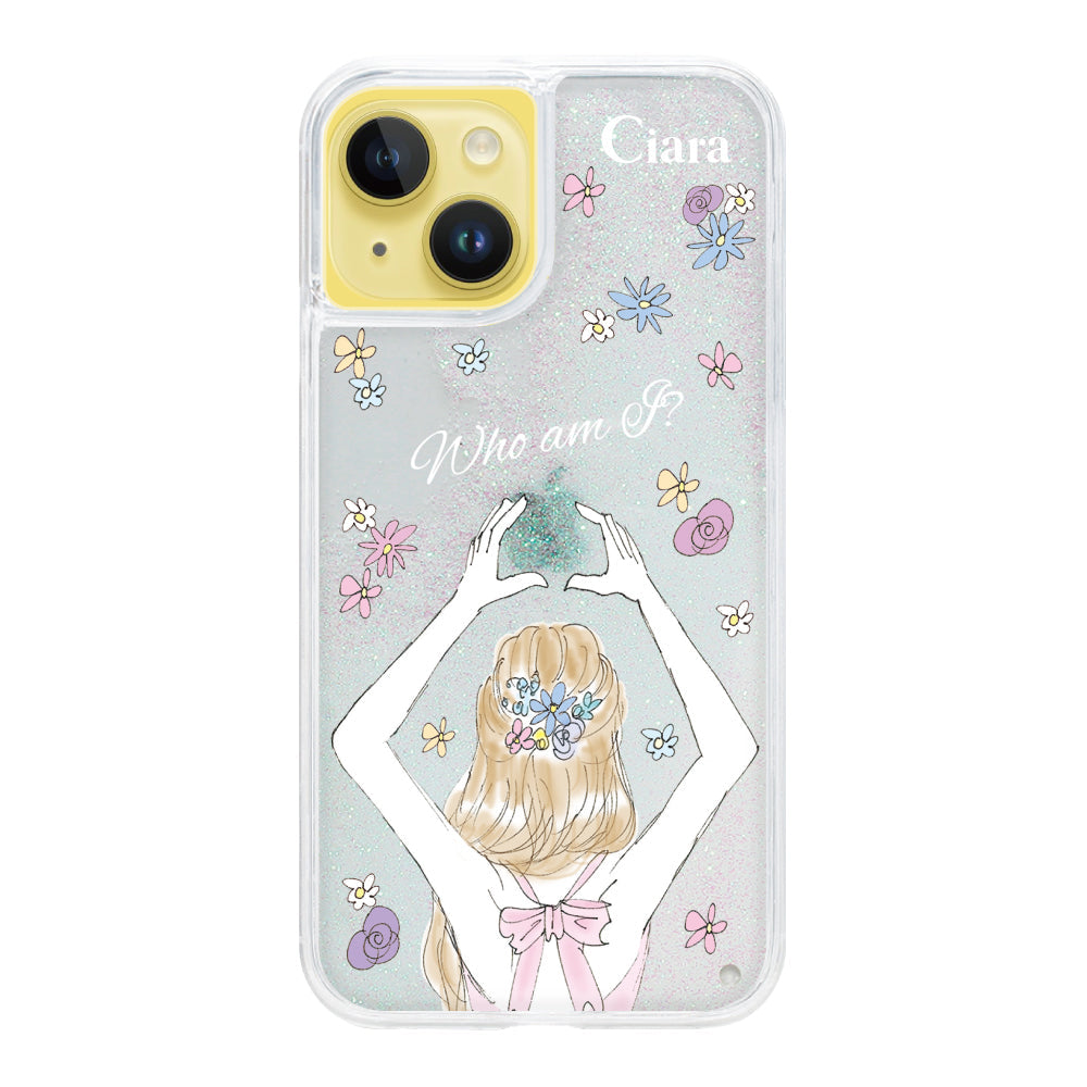 iPhone14Plusケース グリッター オイルクリアケース バックショット ピンク