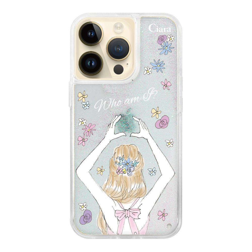 iPhone14Proケース グリッター オイルクリアケース バックショット ピンク
