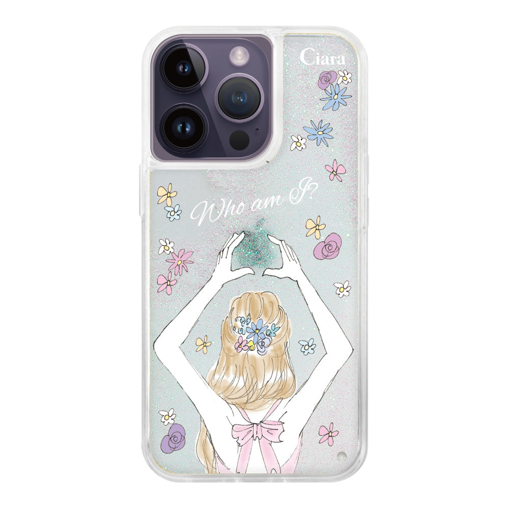iPhone14ProMaxケース グリッター オイルクリアケース バックショット ピンク